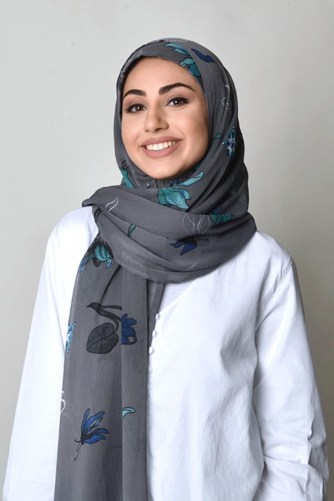 Cyclamen Blues - Printed Crinkled Chiffon