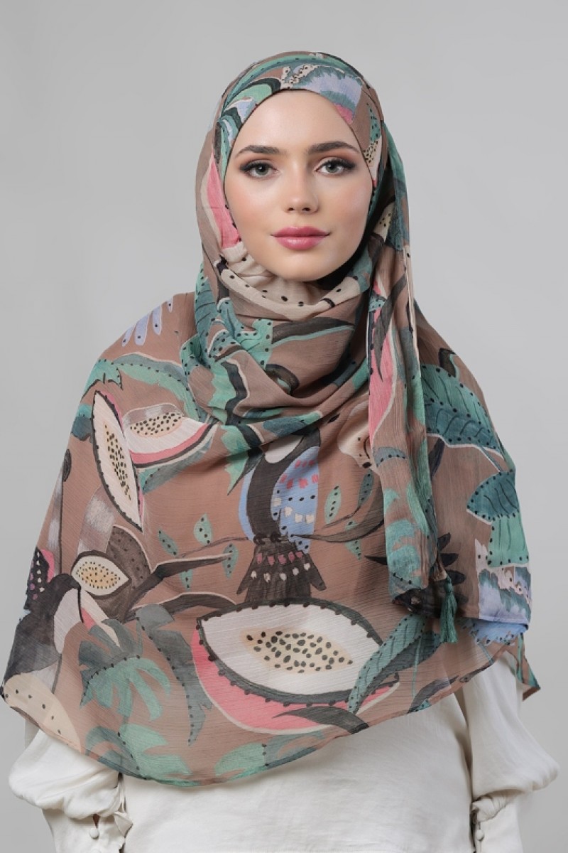 Fruits Of Paradise - Printed Crinkled Chiffon - Face Mask