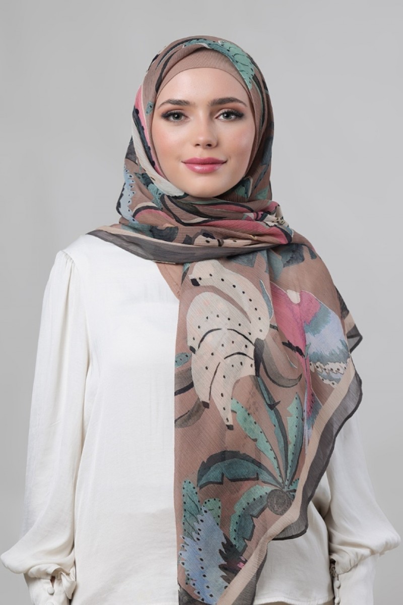 Fruits Of Paradise - Printed Crinkled Chiffon - Face Mask