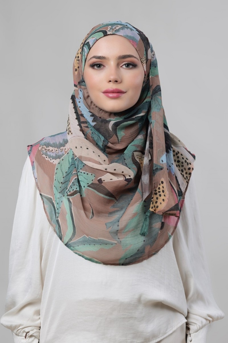 Fruits Of Paradise - Printed Crinkled Chiffon - Face Mask