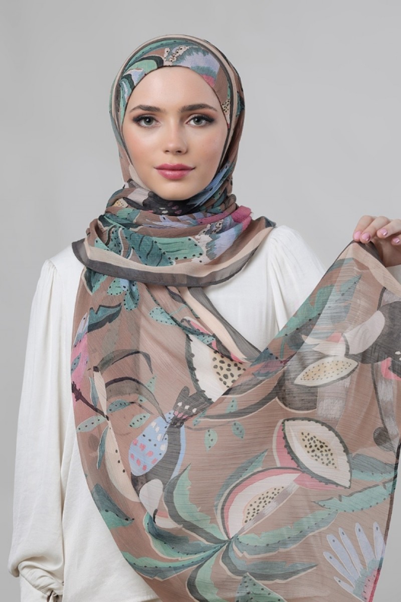 Fruits Of Paradise - Printed Crinkled Chiffon - Face Mask