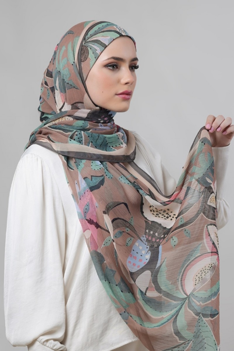 Fruits Of Paradise - Printed Crinkled Chiffon - Face Mask