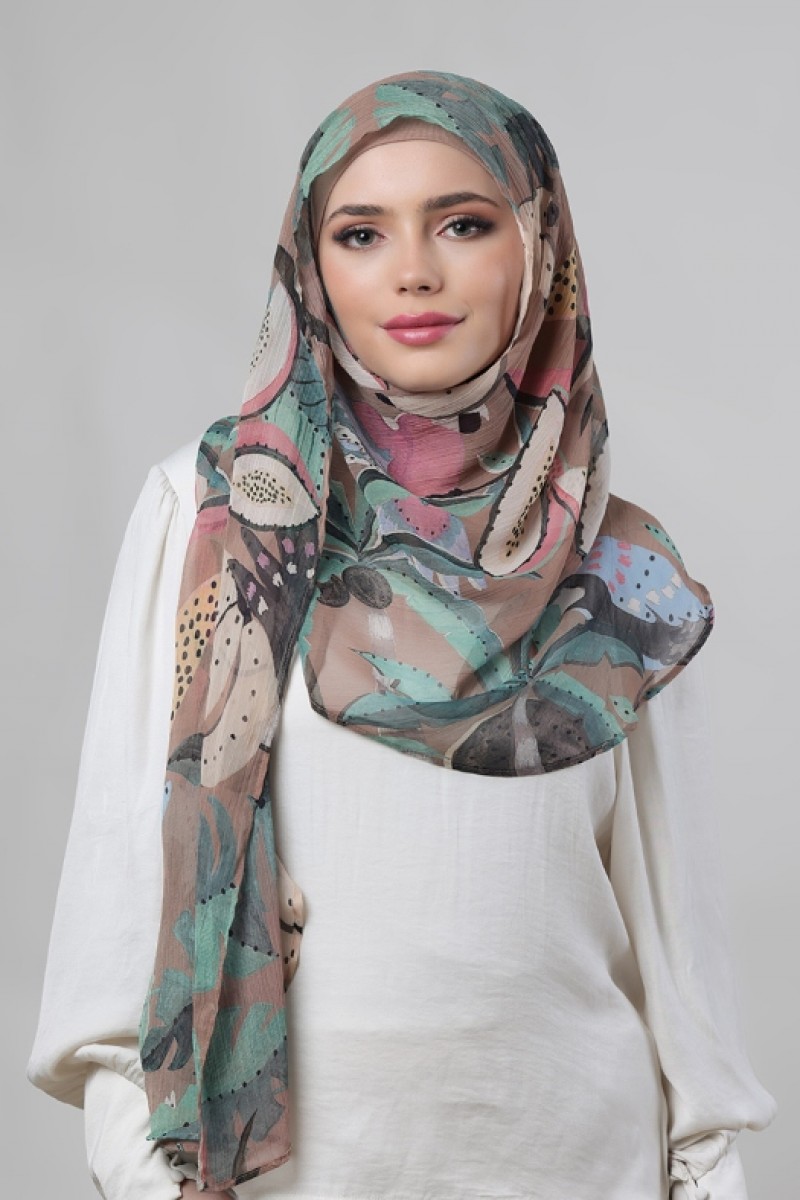 Fruits Of Paradise - Printed Crinkled Chiffon - Face Mask