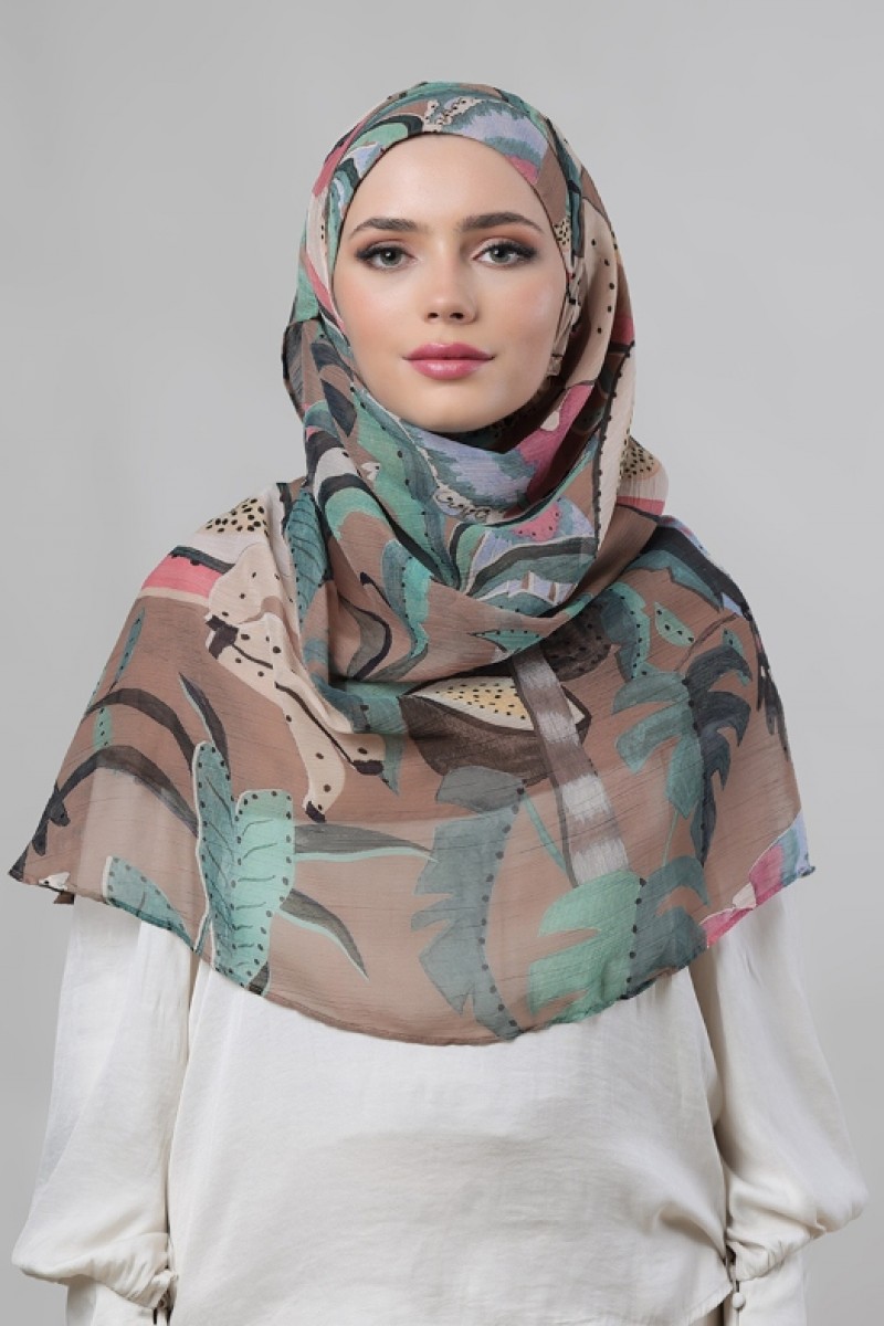 Fruits Of Paradise - Printed Crinkled Chiffon - Face Mask