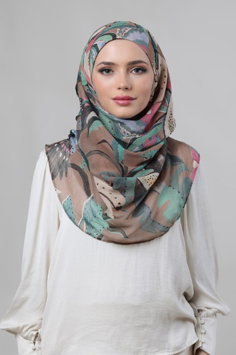 Fruits Of Paradise - Printed Crinkled Chiffon - Face Mask