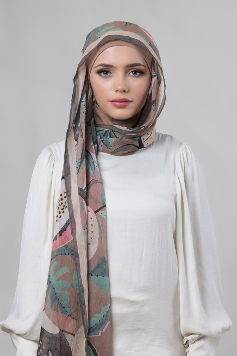 Fruits Of Paradise - Printed Crinkled Chiffon - Face Mask