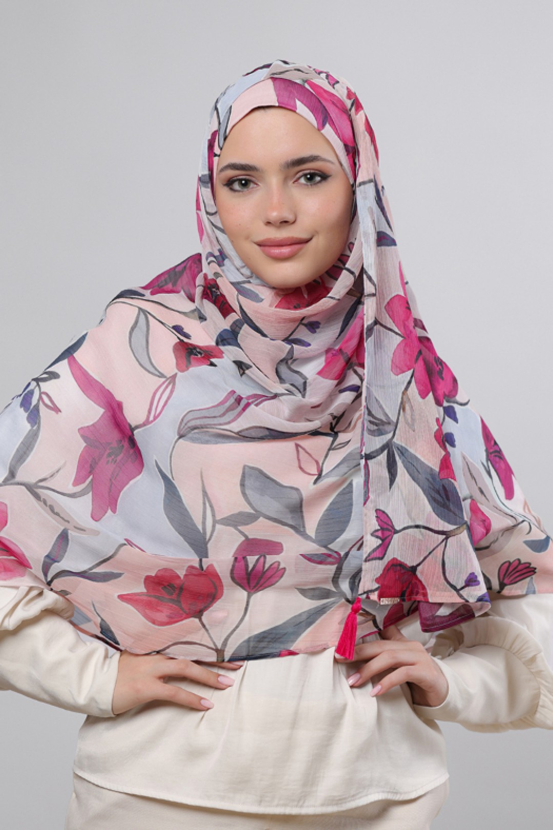 Fuchsia - Printed Crinkled Chiffon