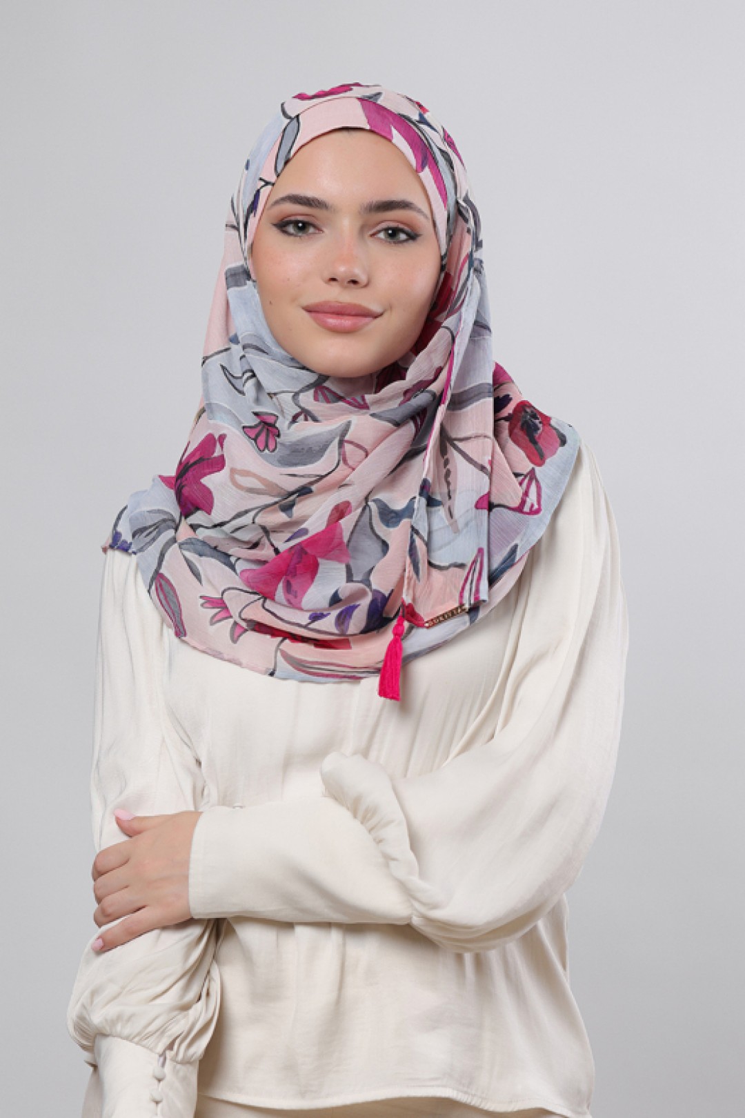 Fuchsia - Printed Crinkled Chiffon
