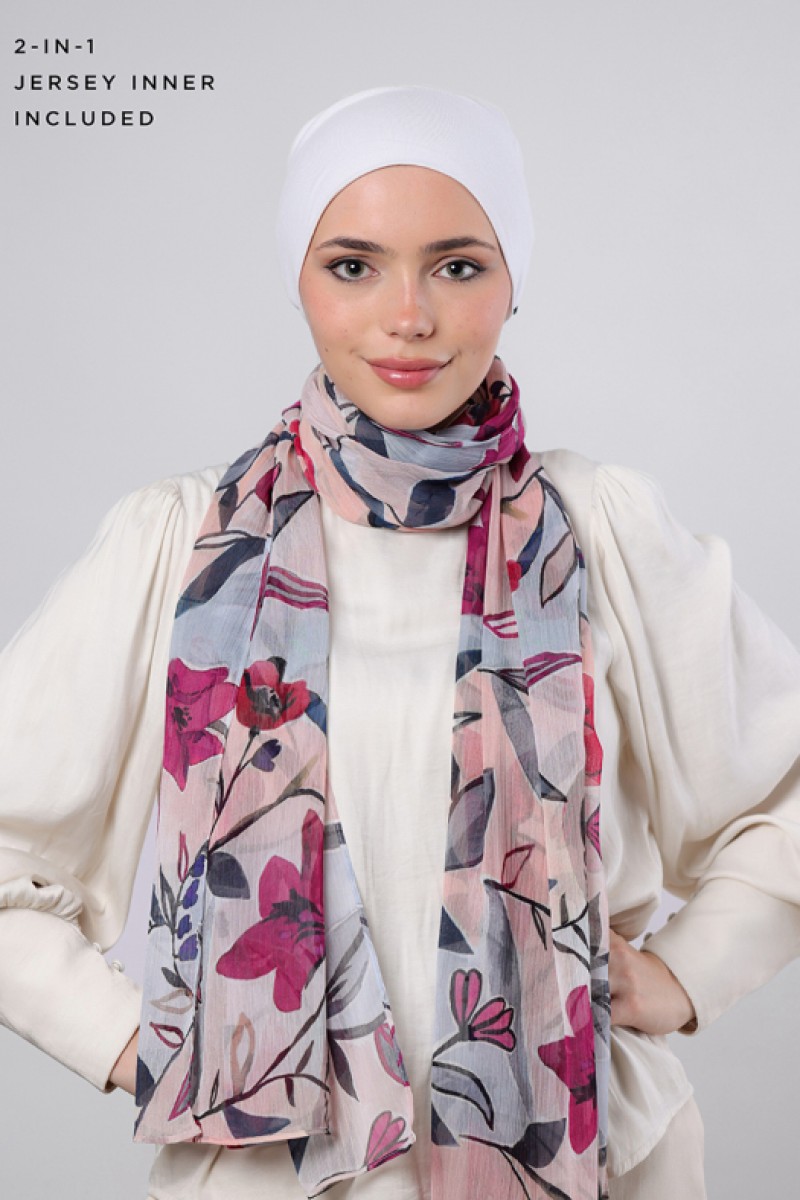 Fuchsia - Printed Crinkled Chiffon