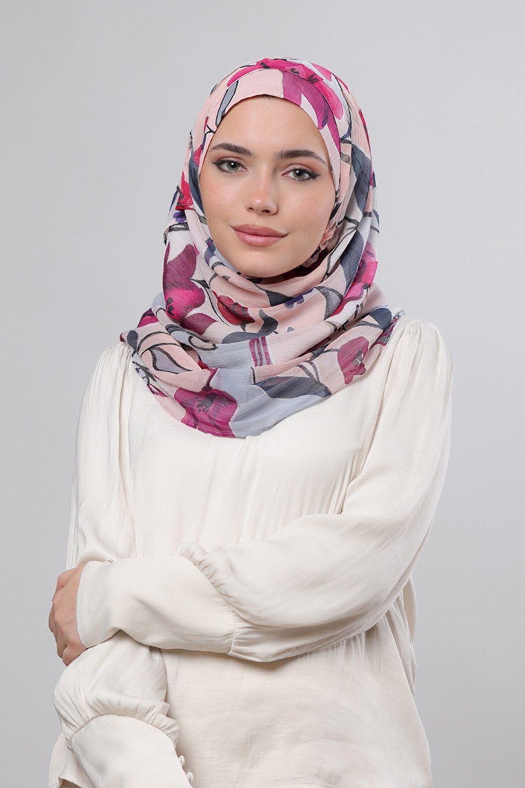 Fuchsia - Printed Crinkled Chiffon