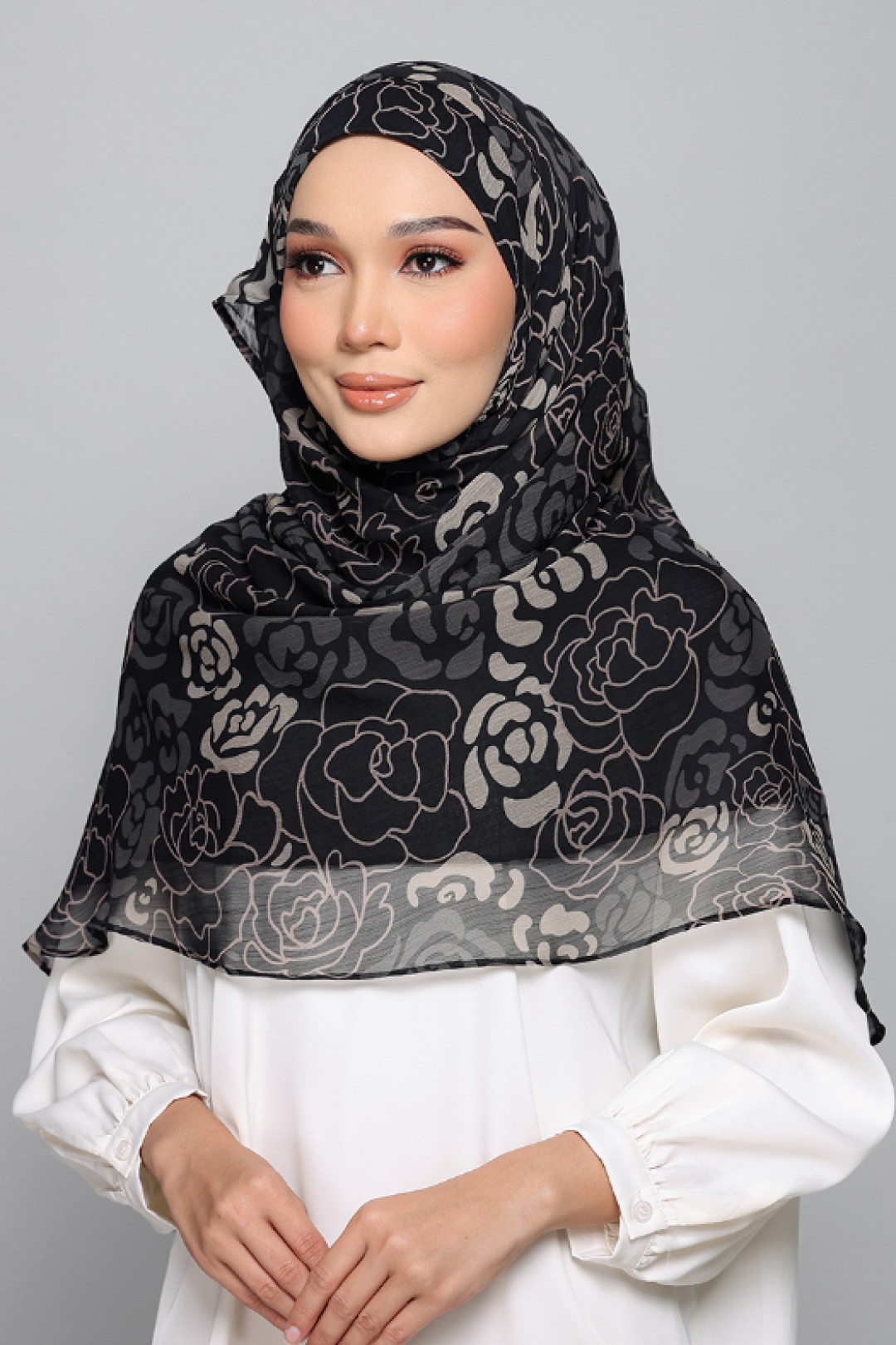 Golden Rose - Printed Plus Crinkled Chiffon