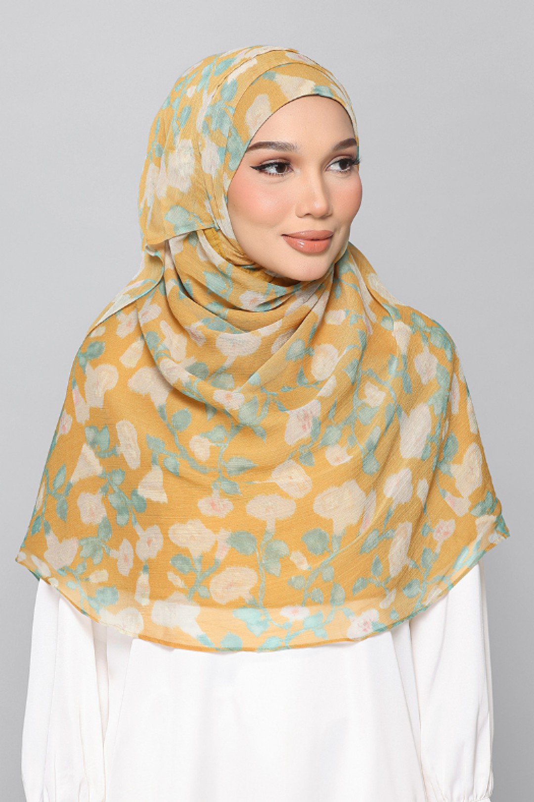 Golden Ikat - Printed Plus Crinkled Chiffon