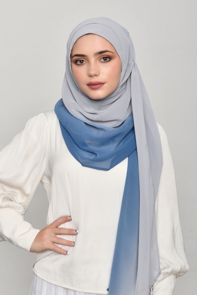 GrayBlue - Plain Georgette