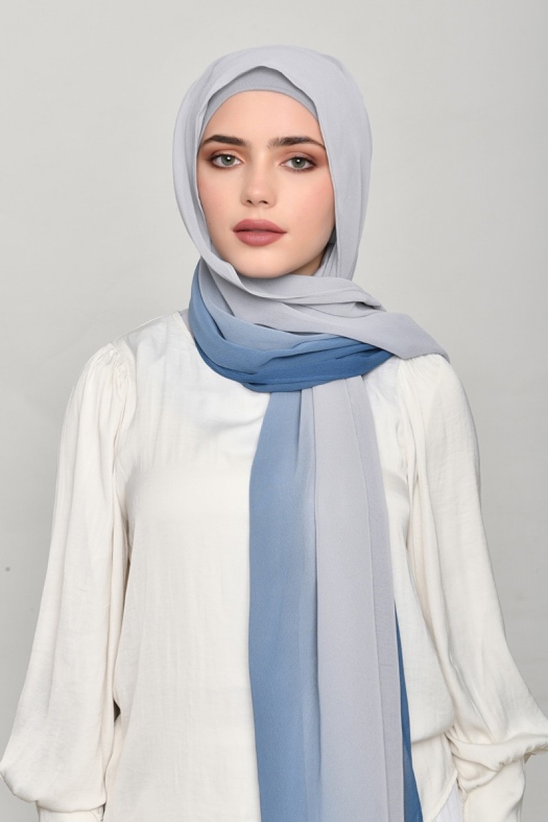 GrayBlue - Plain Georgette