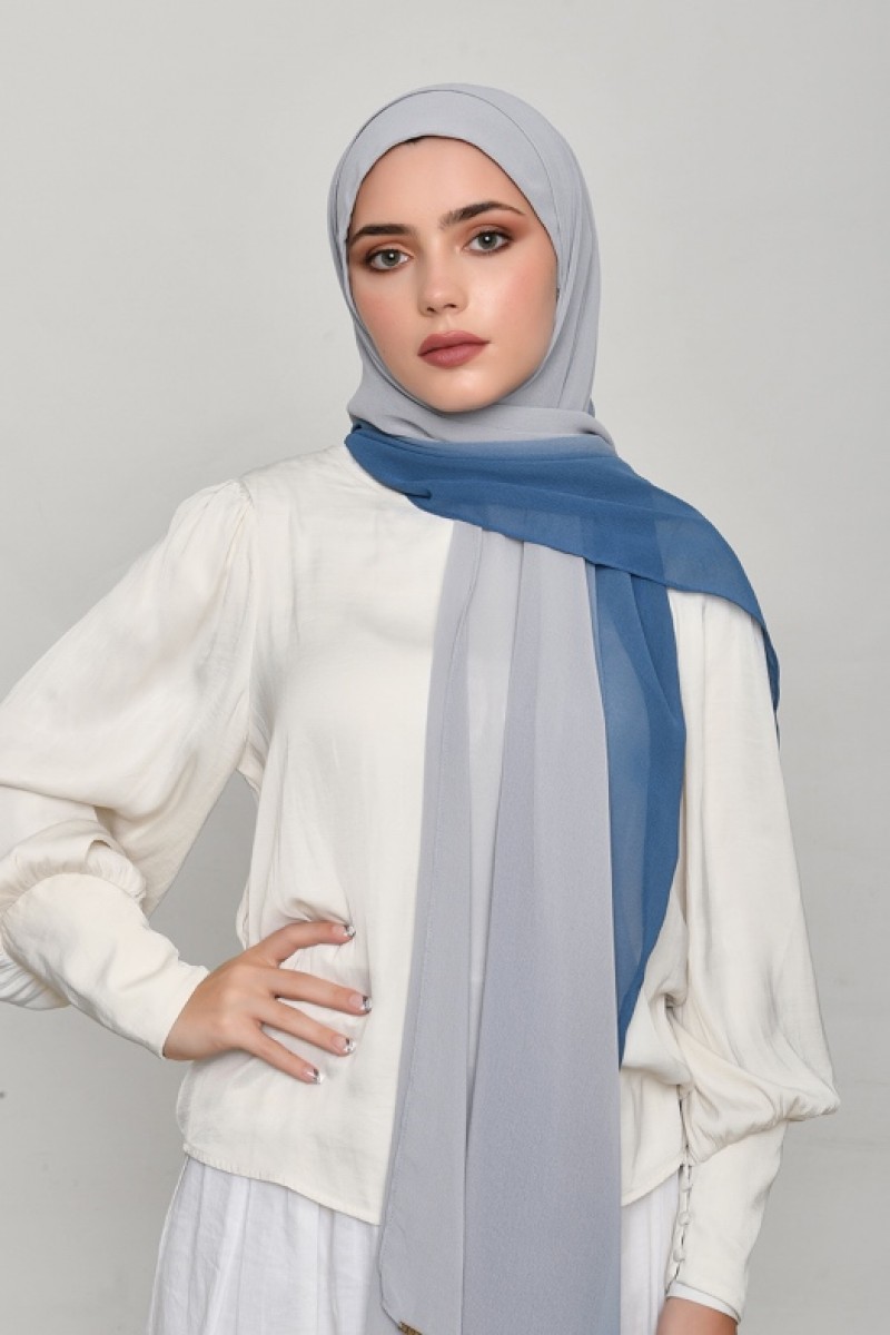 GrayBlue - Plain Georgette