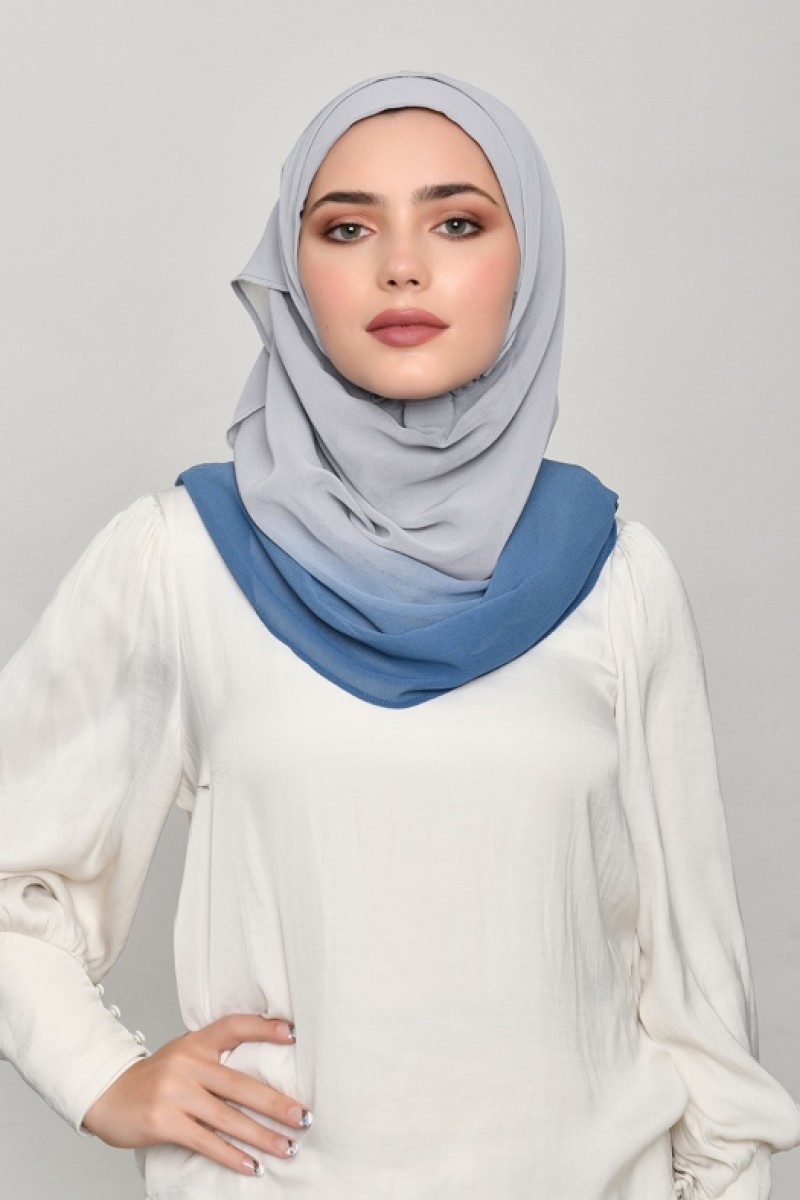 GrayBlue - Plain Georgette