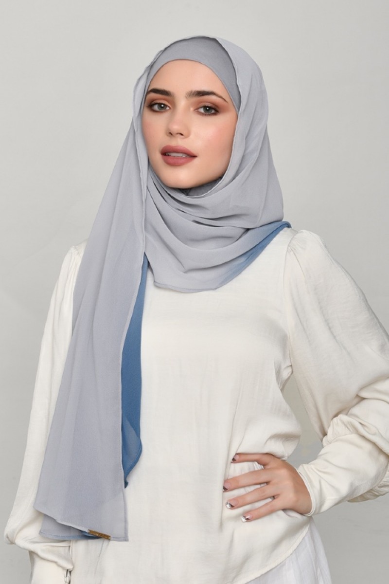 GrayBlue - Plain Georgette