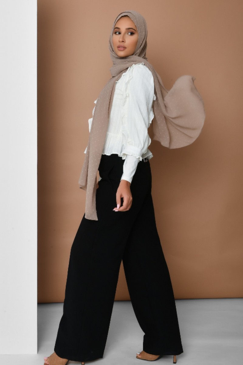 Greige - Plain Swiss Dot Chiffon