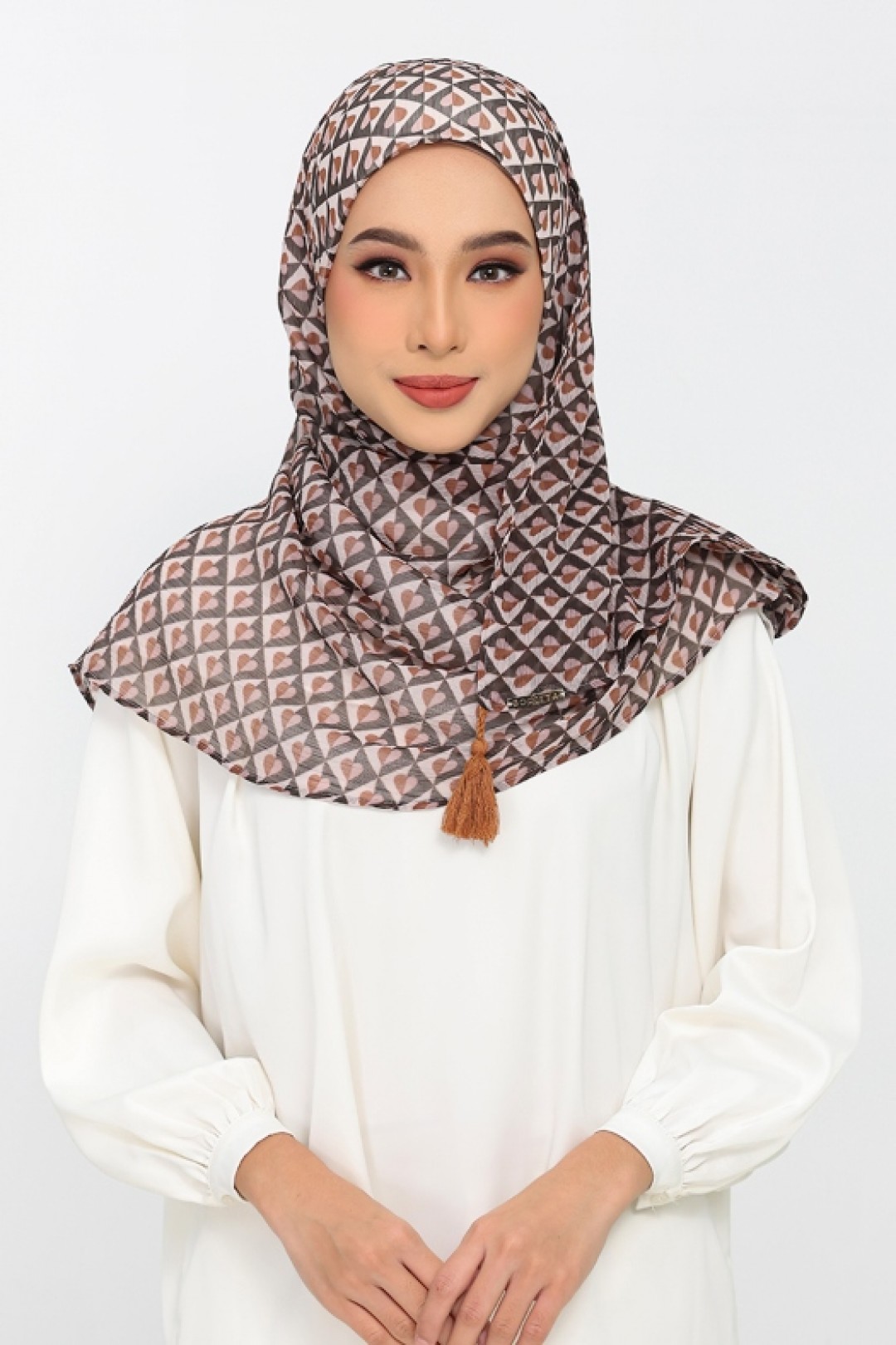 Hearts Beige - Plus Crinkled Chiffon