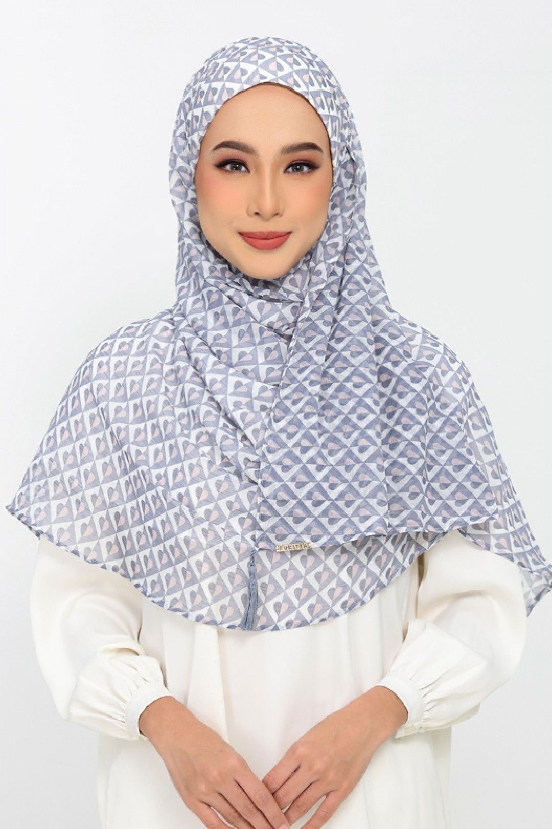 Hearts Gray - Plus Crinkled Chiffon