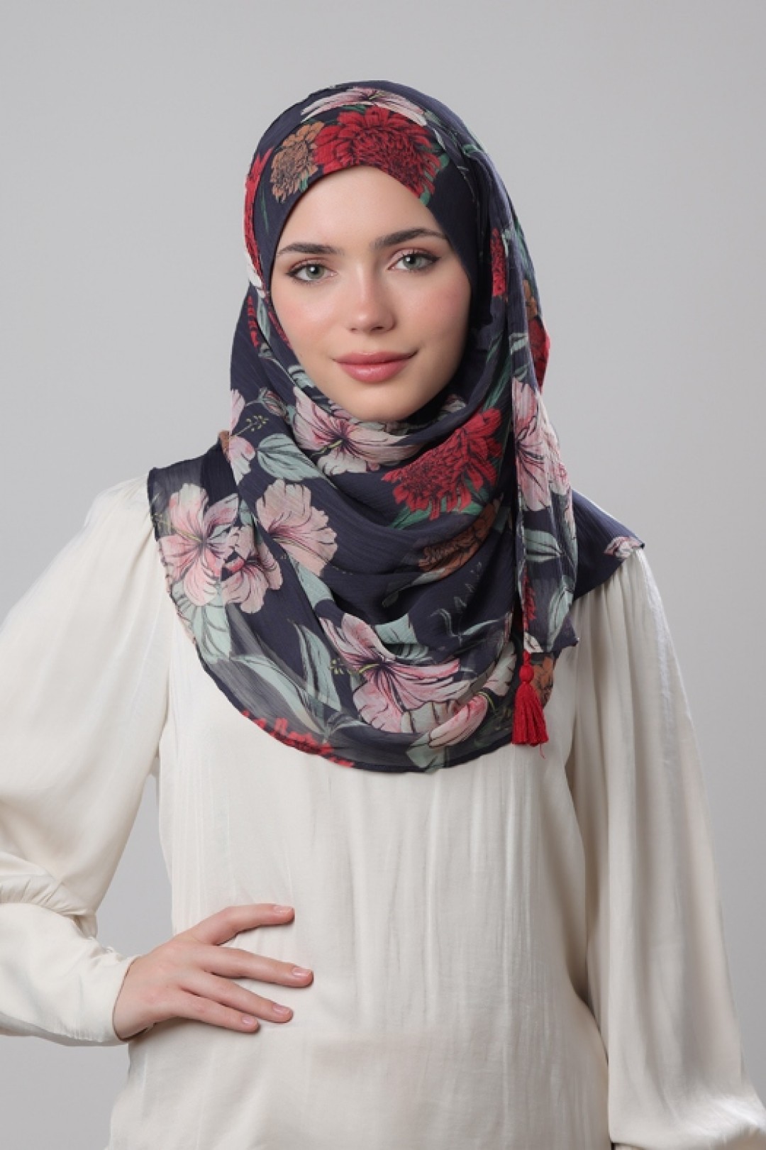 Hibiscus - Printed Plus Crinkled Chiffon
