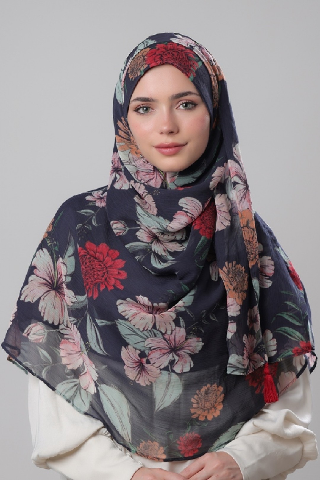 Hibiscus - Printed Plus Crinkled Chiffon