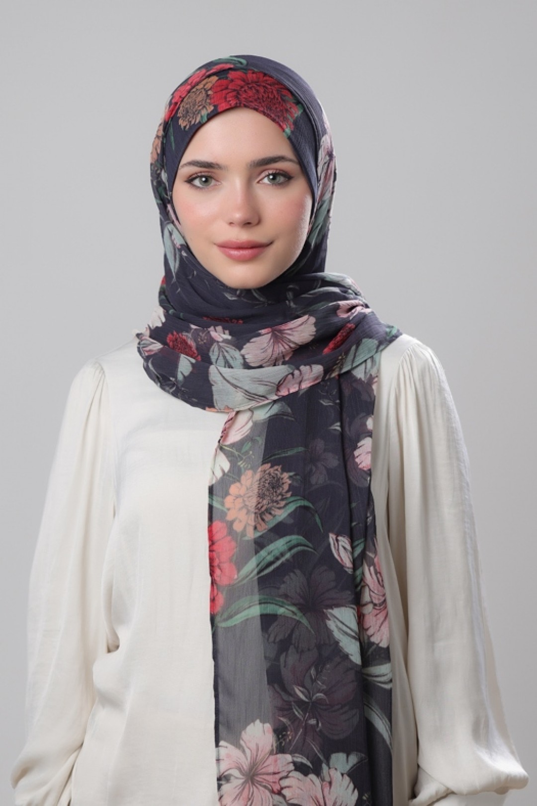 Hibiscus - Printed Plus Crinkled Chiffon