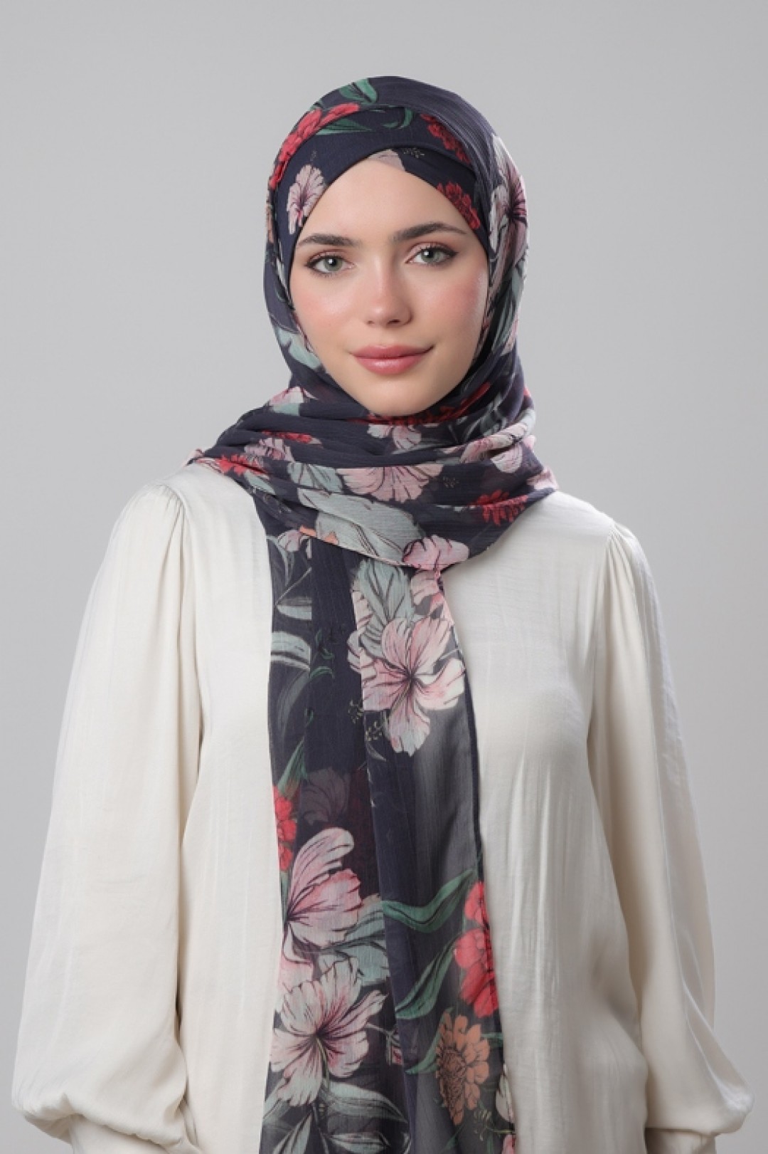Hibiscus - Printed Plus Crinkled Chiffon