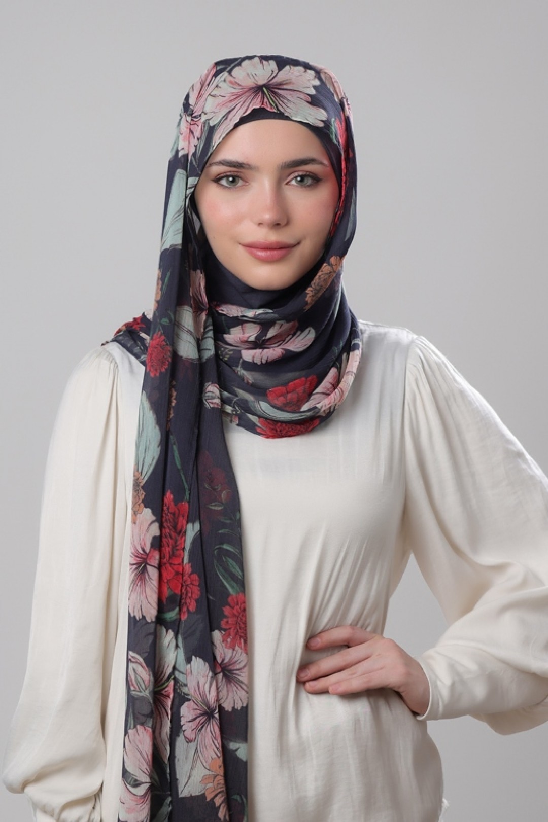 Hibiscus - Printed Plus Crinkled Chiffon