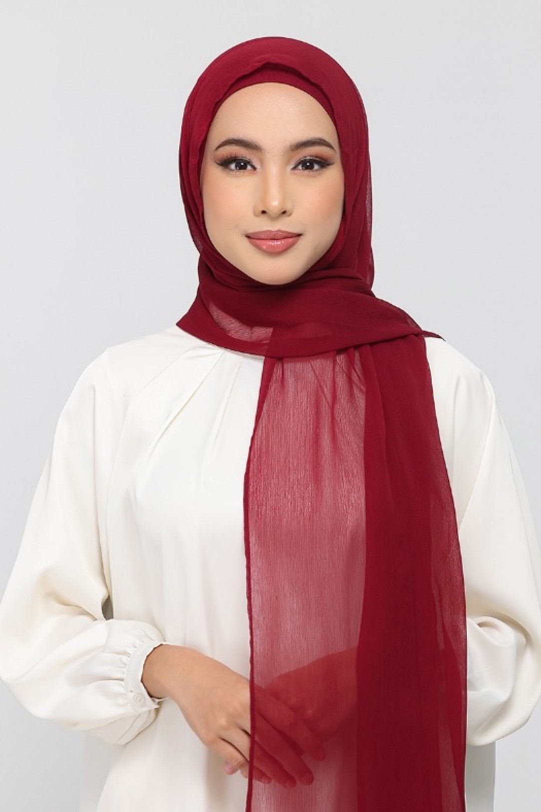 Rouge - Plain Crinkled Chiffon