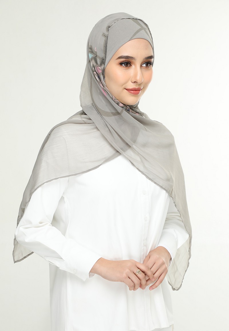 Fariha Army - Printed Smooth Chiffon - Cap Shawl