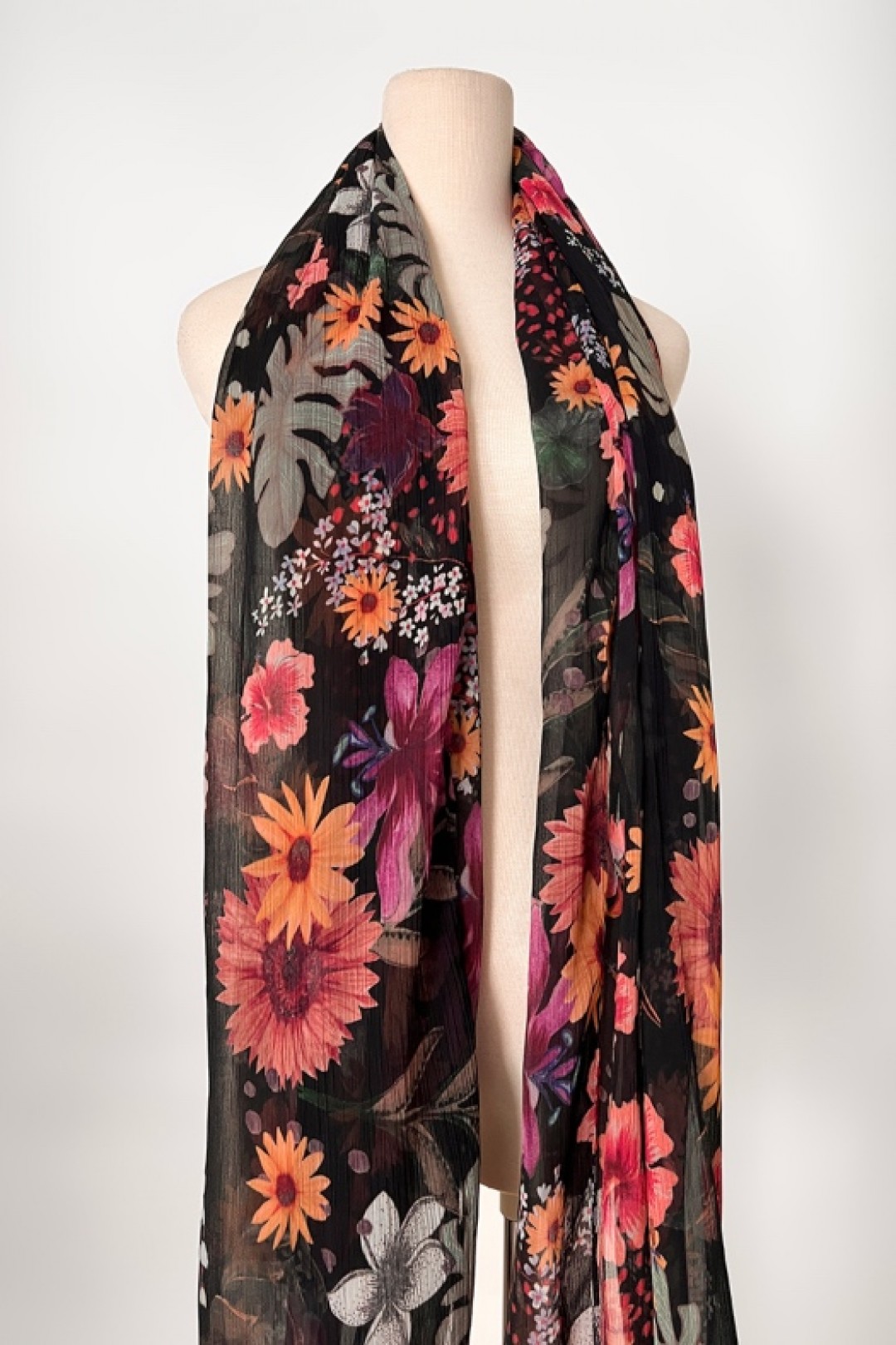 Tropical Twilight - Printed Crinkled Chiffon