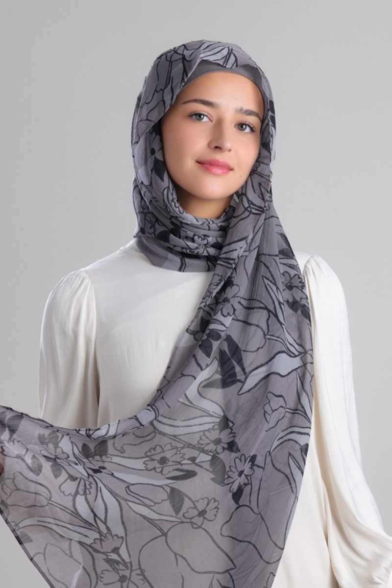 Inkyflora - Printed Plus Crinkled Chiffon