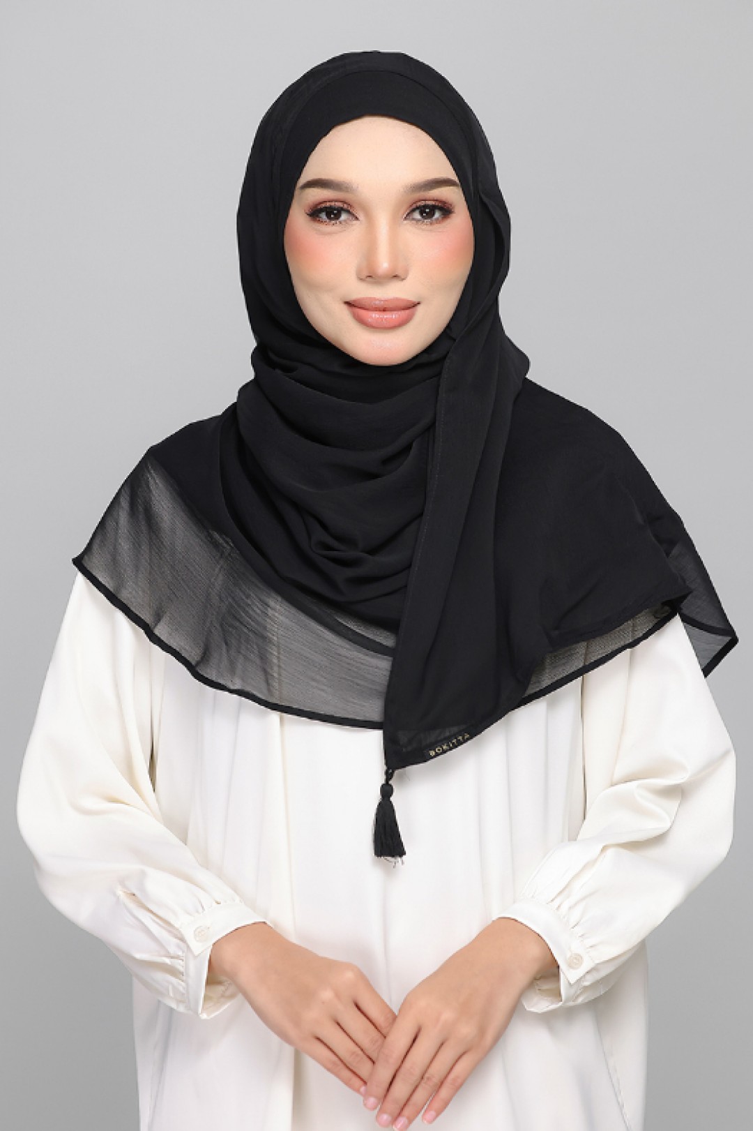 Jet Black - BASICS Plain Lite Chiffon