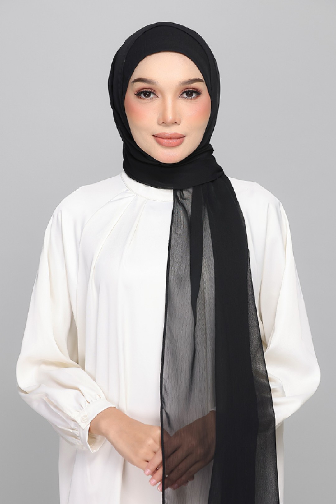 Jet Black - BASICS Plain Lite Chiffon