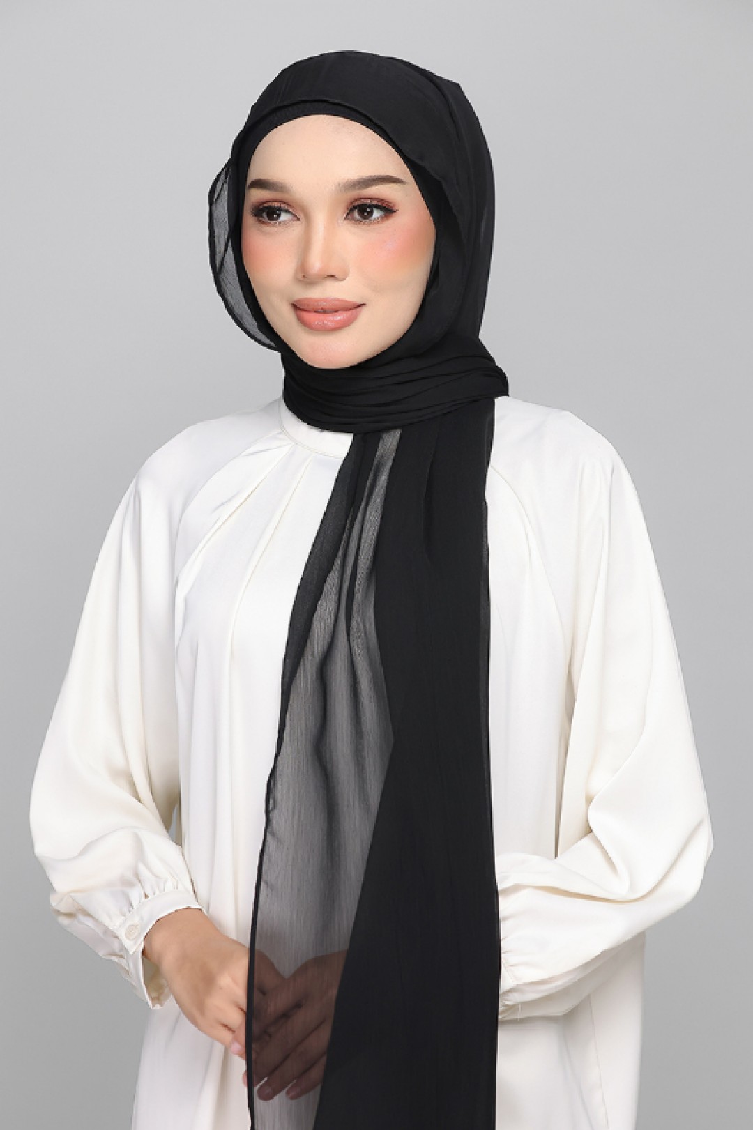Jet Black - BASICS Plain Lite Chiffon