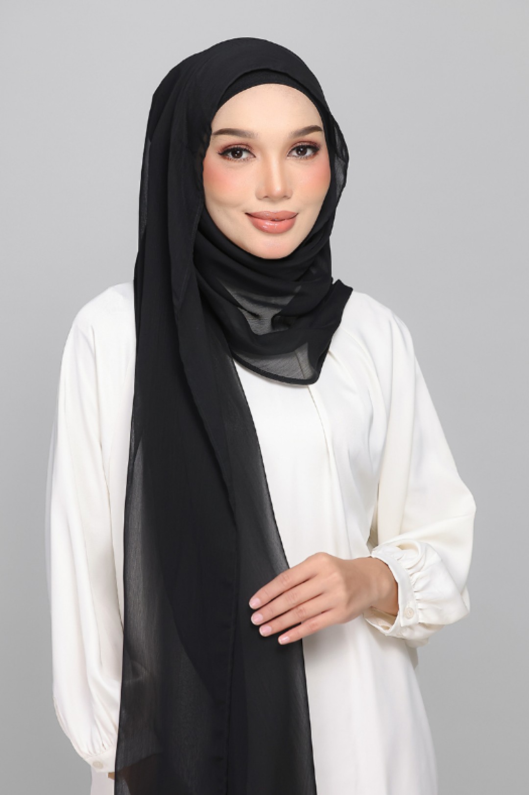 Jet Black - BASICS Plain Lite Chiffon