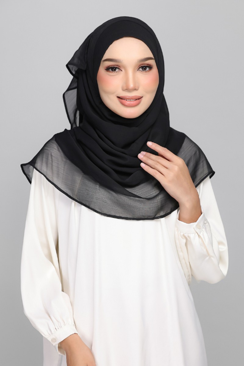Jet Black - BASICS Plain Lite Chiffon