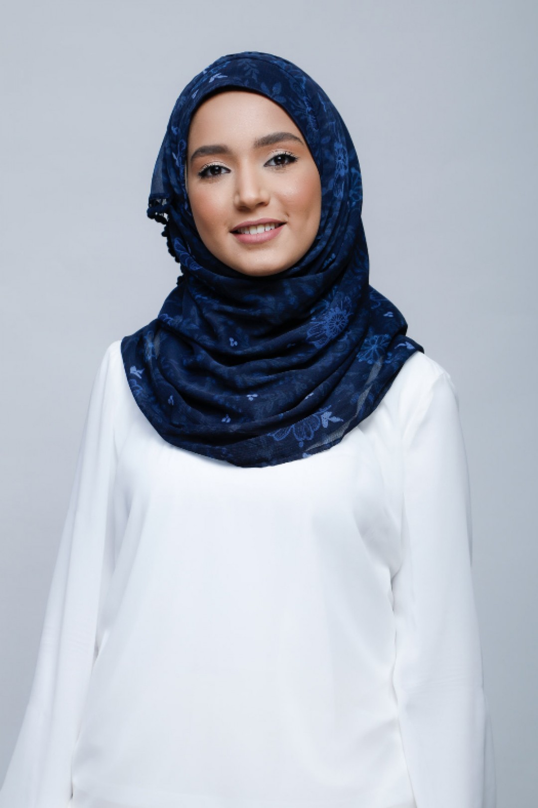 Joy - Printed With Pompoms Crinkled Chiffon - Capshawl