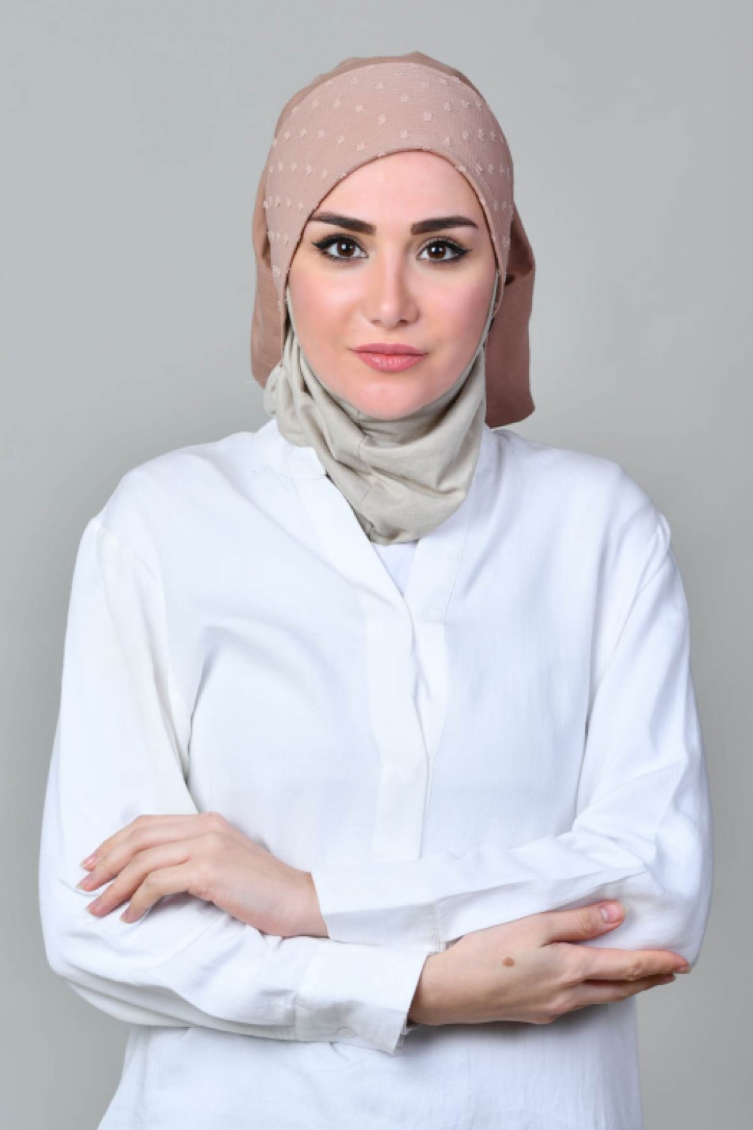 Latte - Plain Mosaic Butti Chiffon - Mini & Capshawl