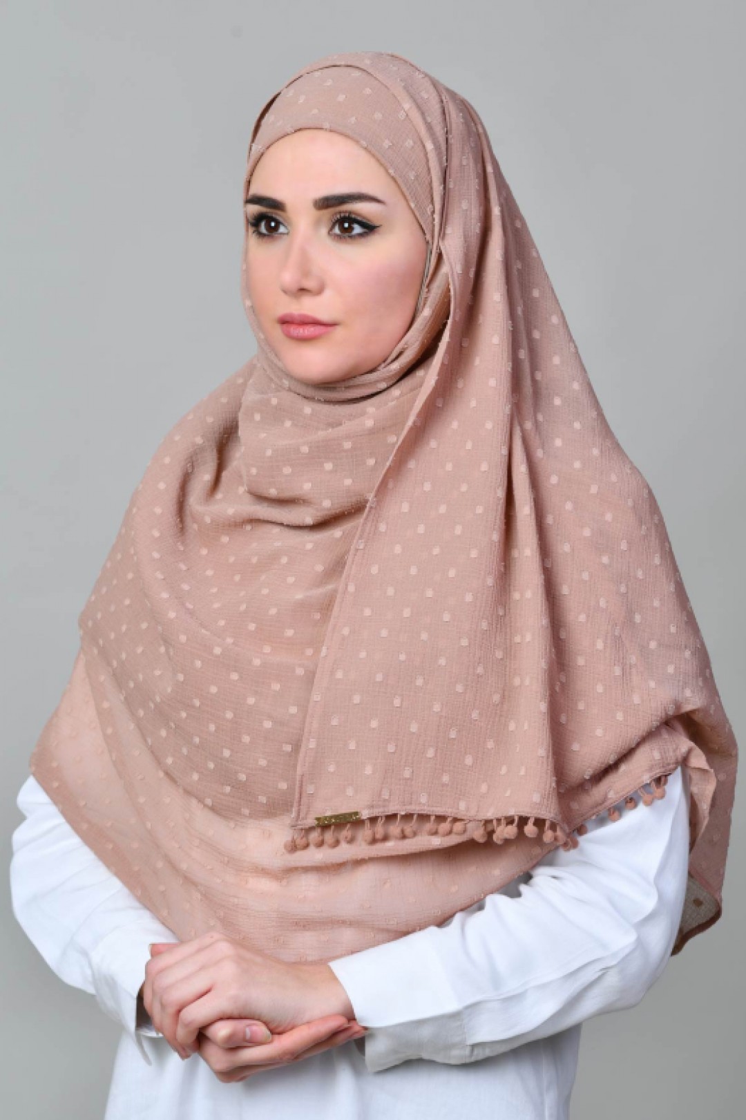 Latte - Plain Mosaic Butti Chiffon - Mini & Capshawl