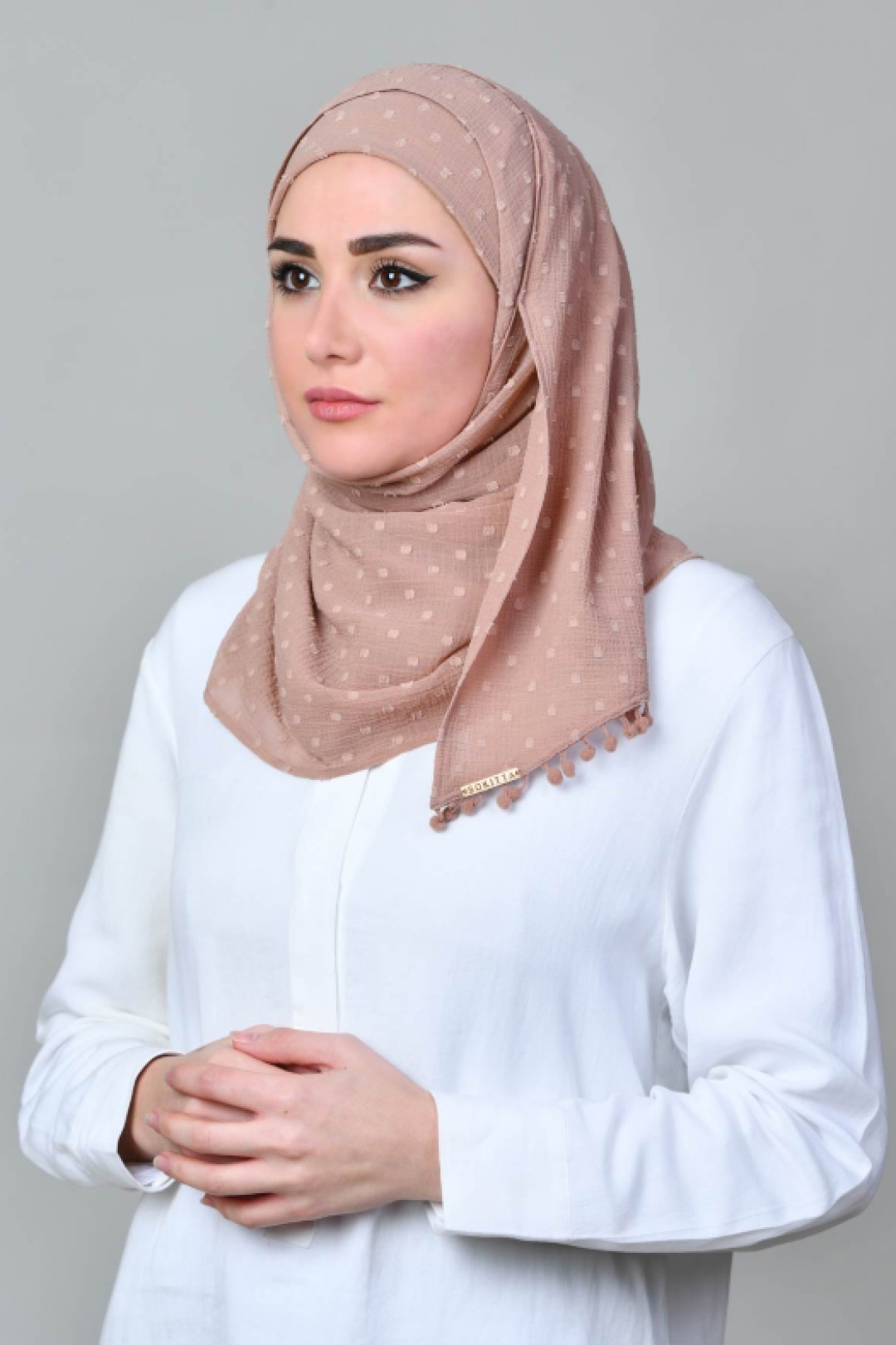 Latte - Plain Mosaic Butti Chiffon - Mini & Capshawl