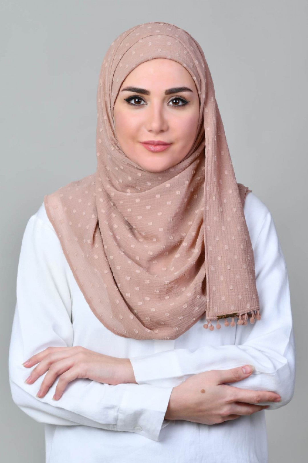 Latte - Plain Mosaic Butti Chiffon - Mini & Capshawl