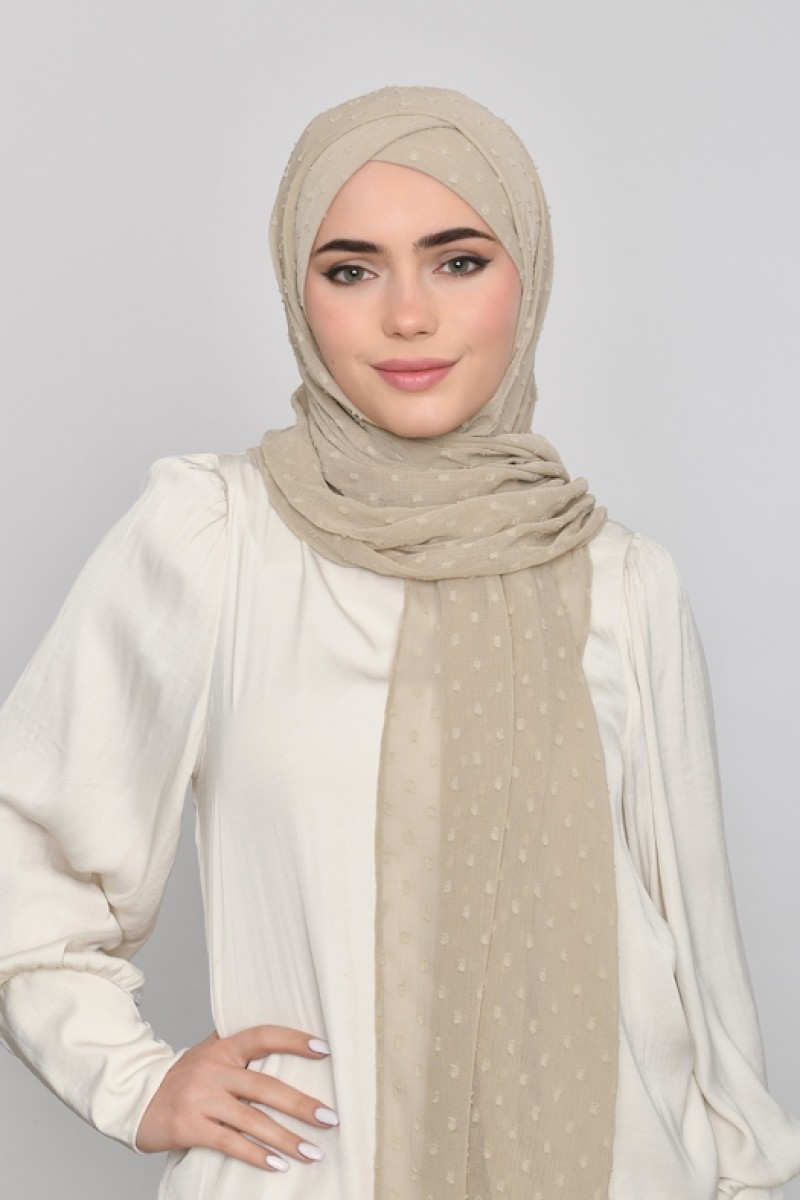 Latte Cream - Plain Mosaic Butti Chiffon