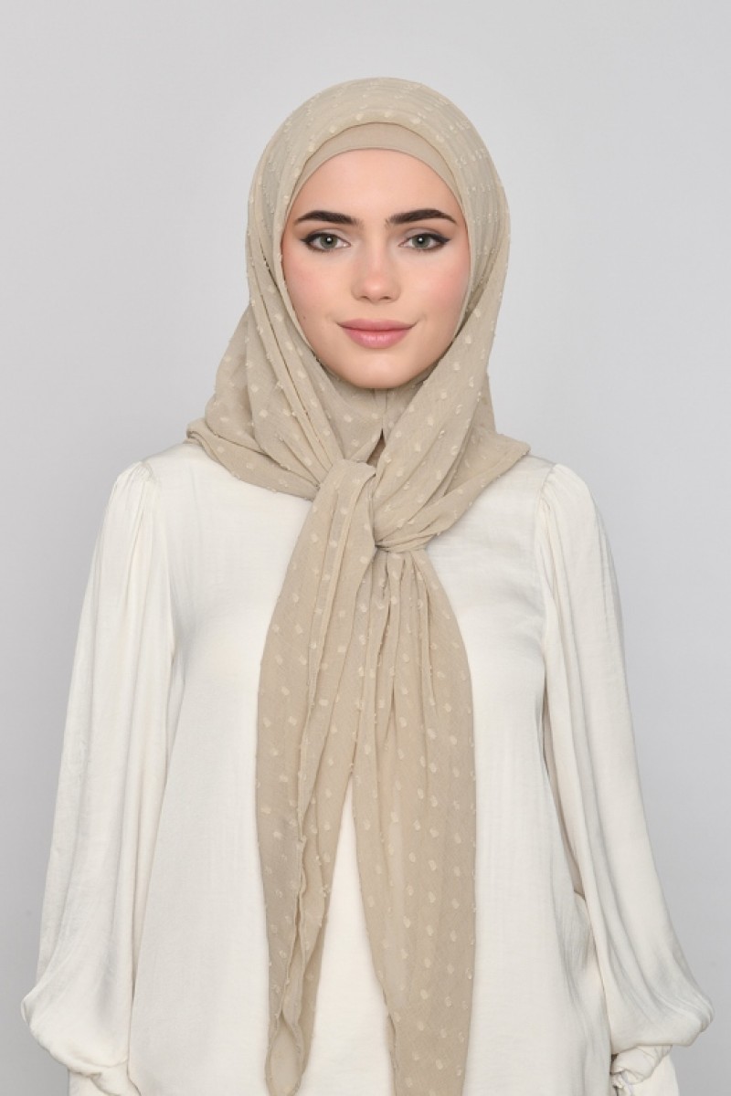 Latte Cream - Plain Mosaic Butti Chiffon