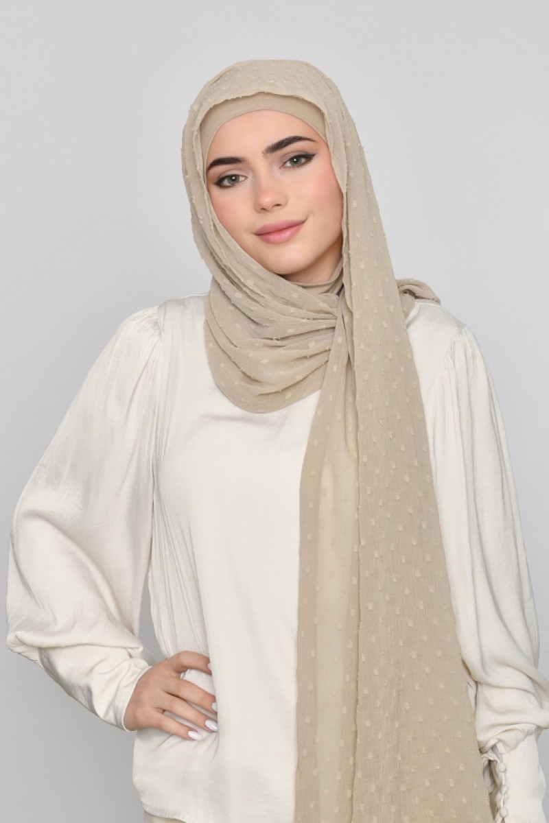 Latte Cream - Plain Mosaic Butti Chiffon