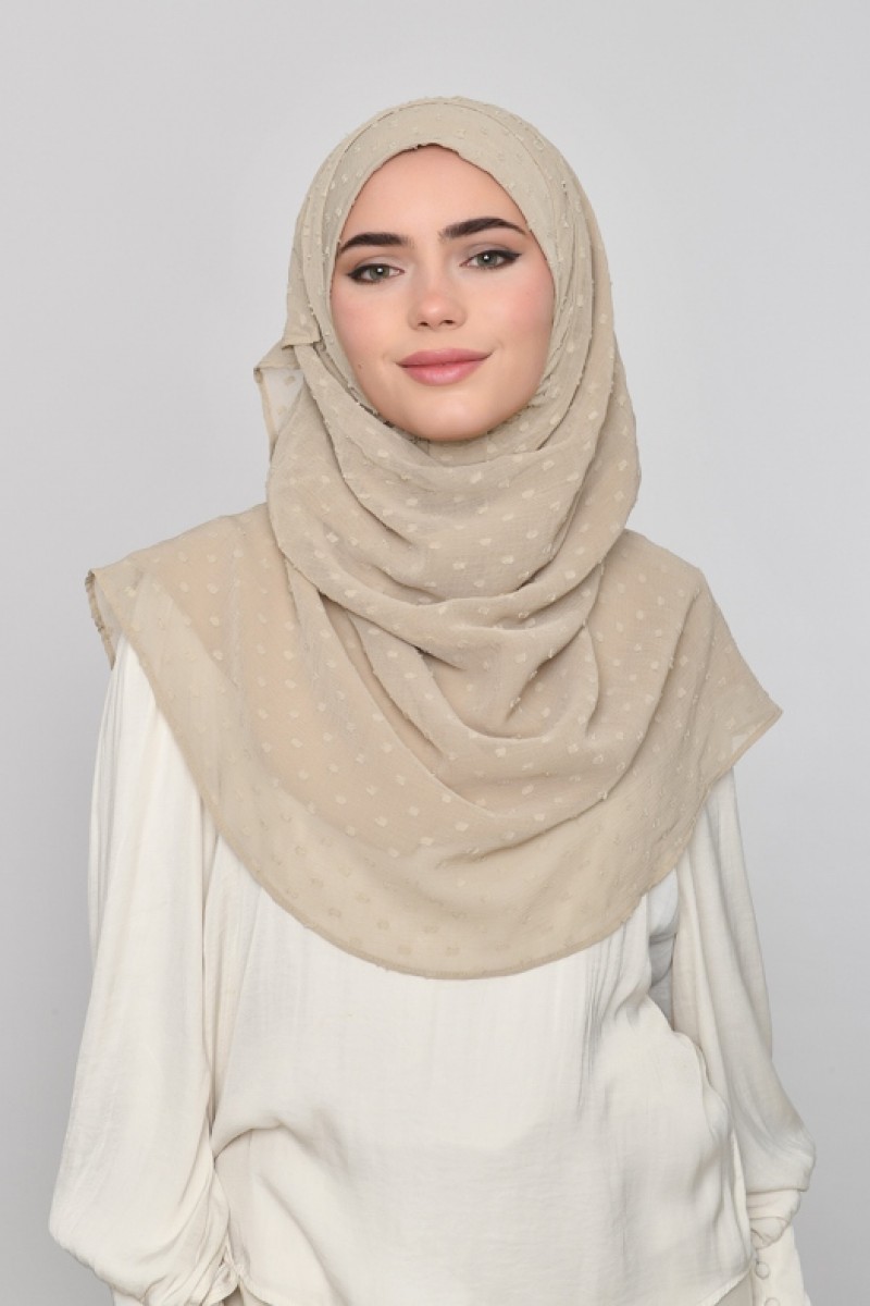 Latte Cream - Plain Mosaic Butti Chiffon
