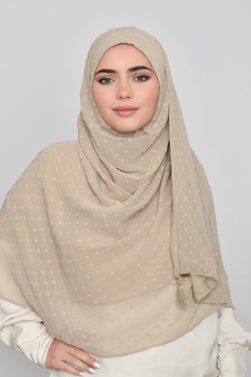 Latte Cream - Plain Mosaic Butti Chiffon