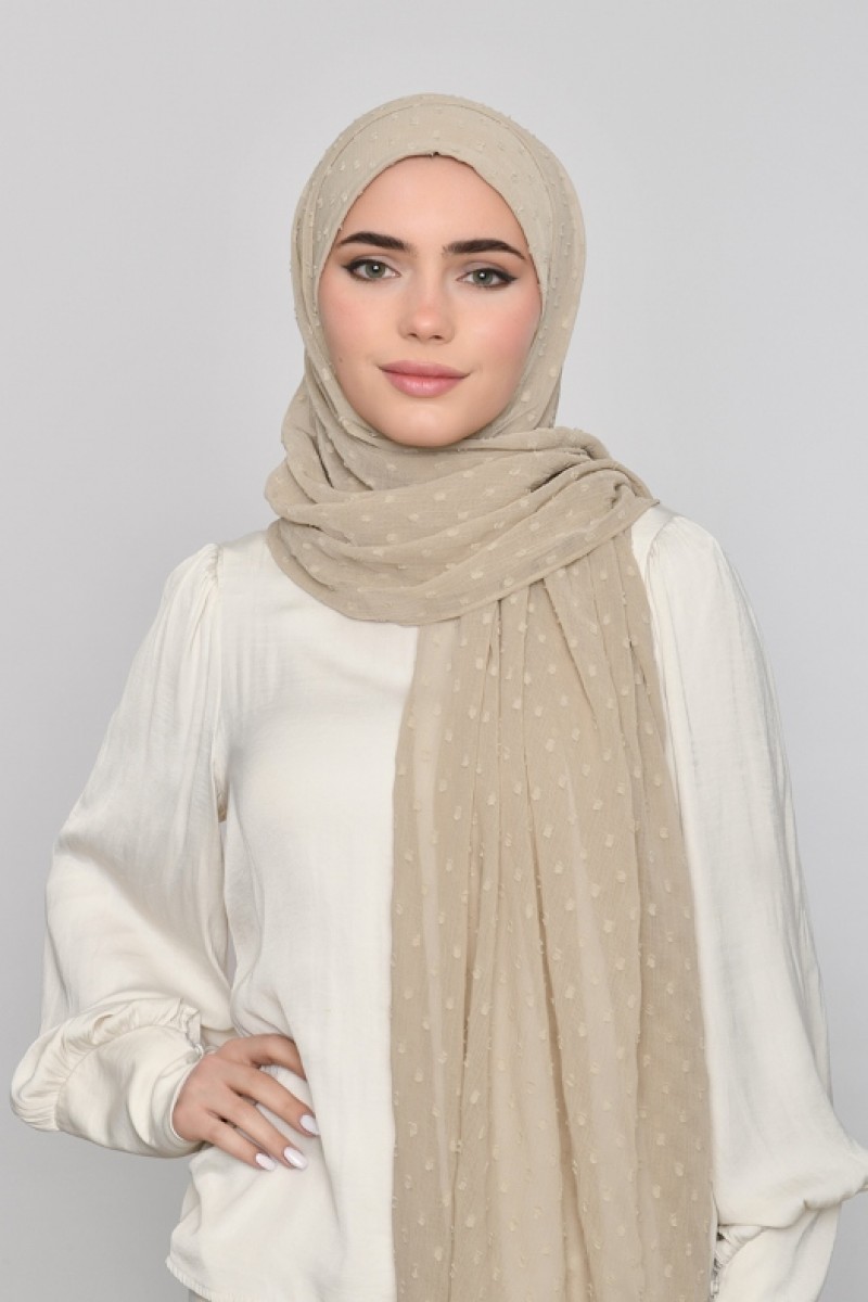 Latte Cream - Plain Mosaic Butti Chiffon