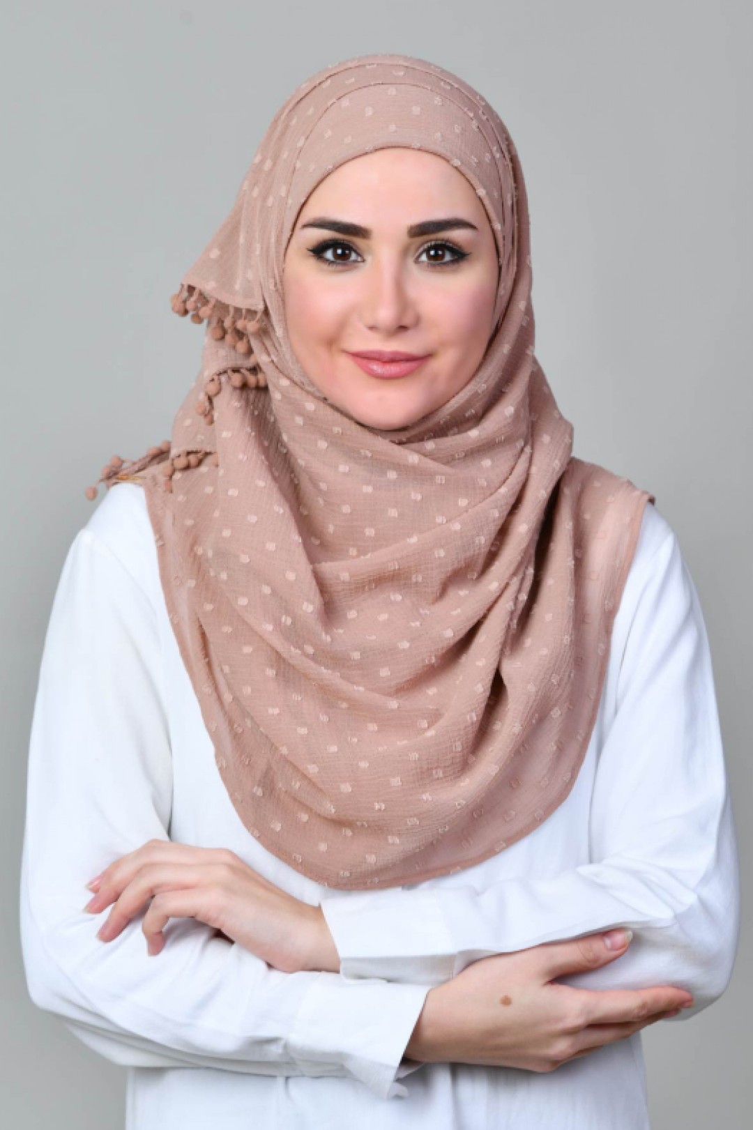 Latte - Plain Mosaic Butti Chiffon - Mini & Capshawl